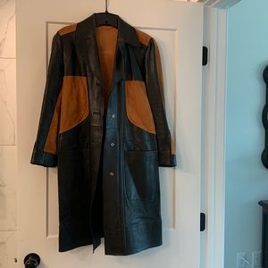 Vintage leather and suede trench